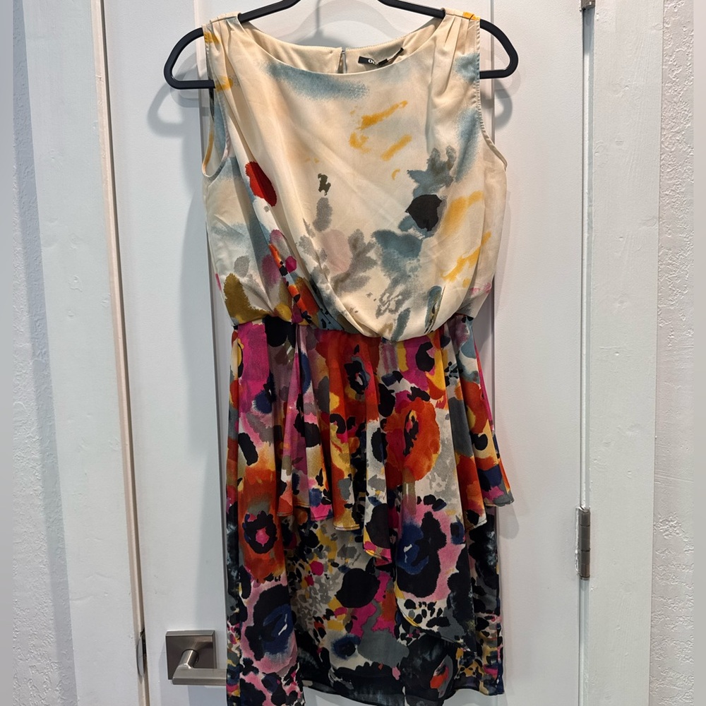 Gianni Bini Abstract Floral Dress Size 4  Sleeveless Elastic Waist
